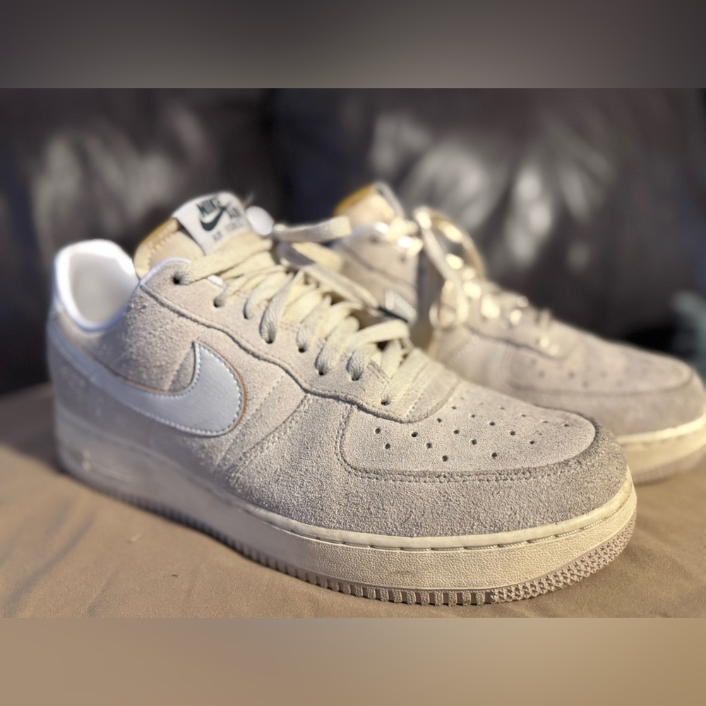 Nike Men's Cream Suede Air Force 1 Sneakers